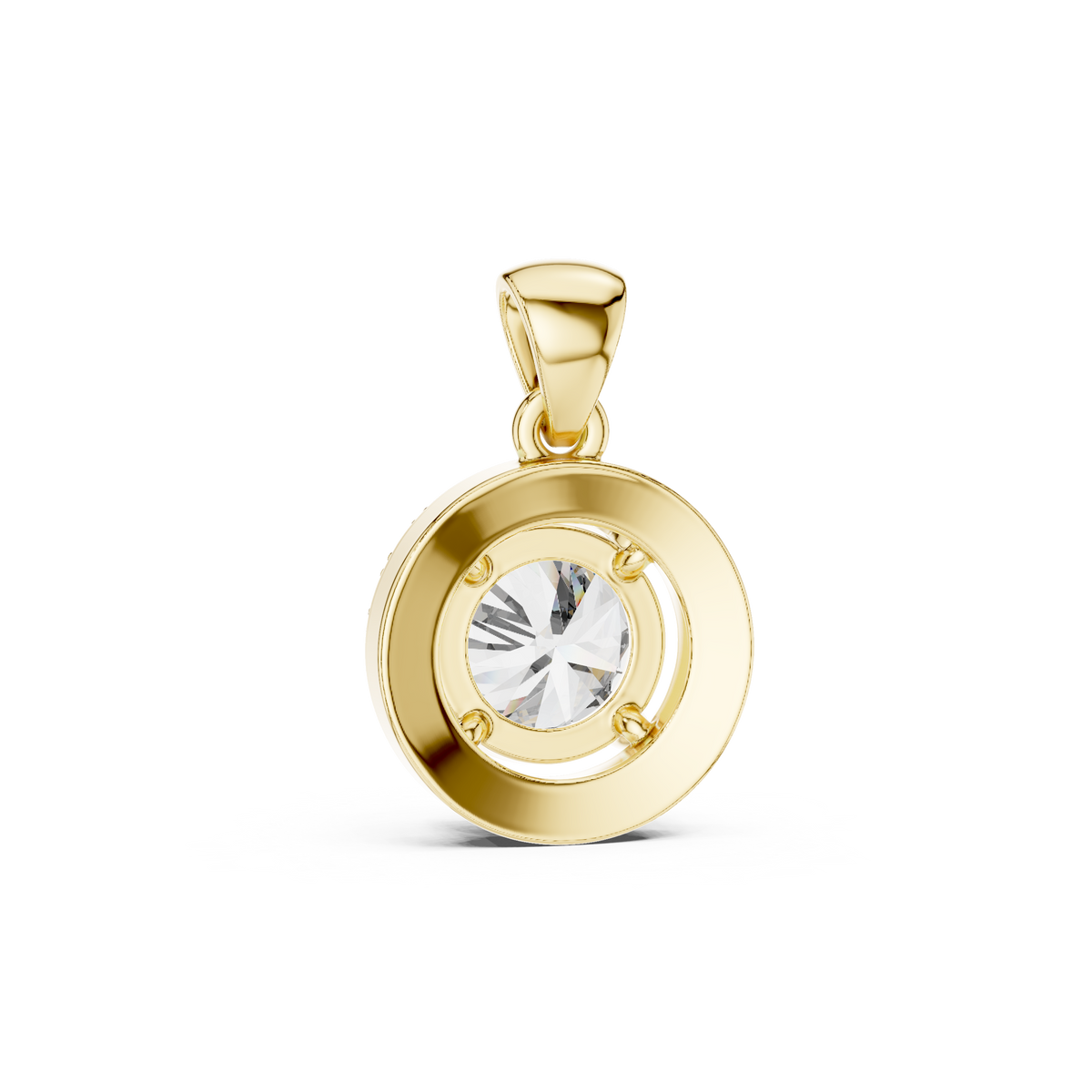 Round Cut Moissanite Diamond Solitaire Halo Pendant - View 5