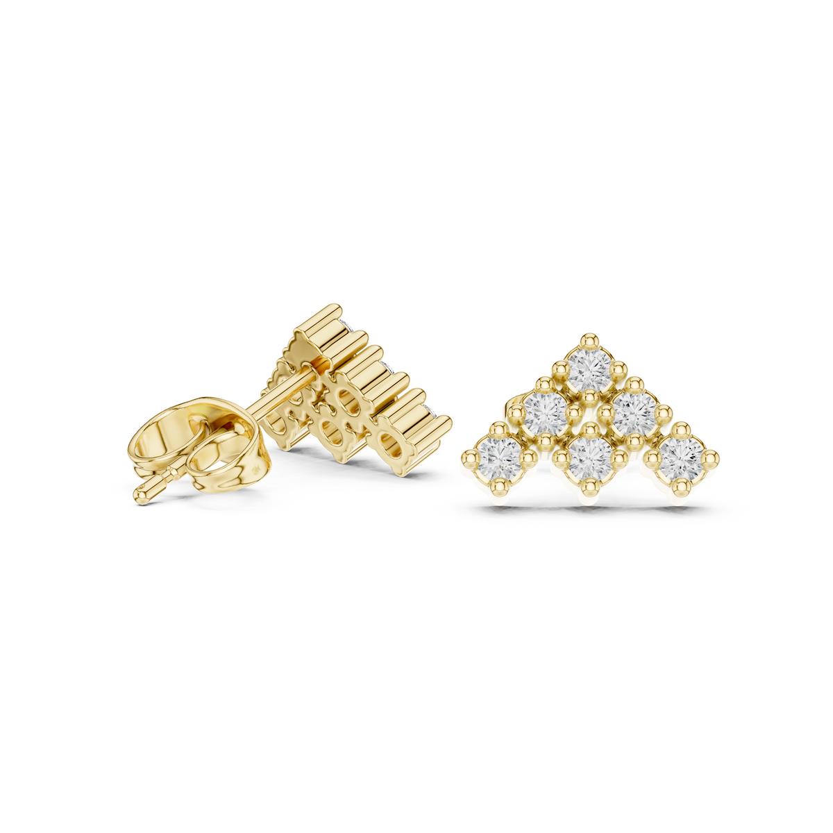 Celestial Crown Cluster Stud Earrings with Round Brilliant Lab Diamonds - View 5