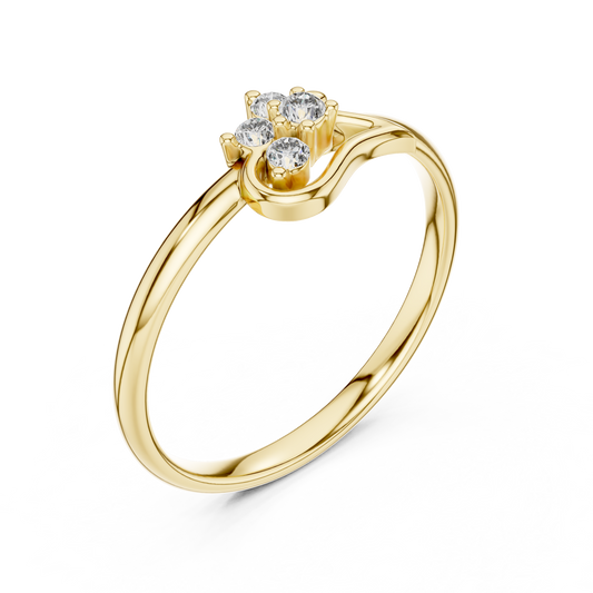 Swirl Cluster Round Cut Lab Diamond Engagement Ring - View 2