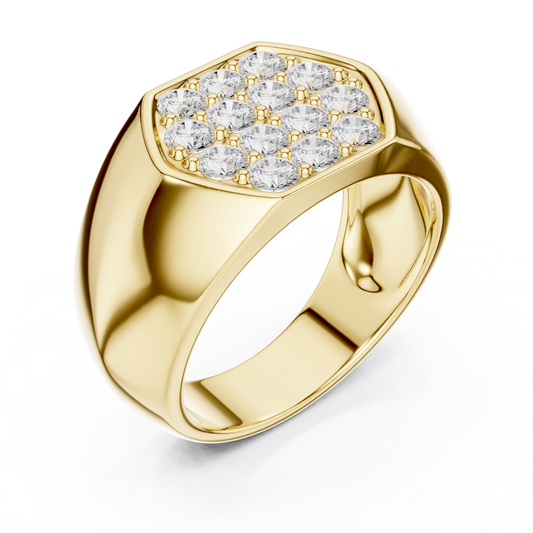 Round Cut Moissanite Diamond Men's Modern Geometric Cluster Wedding Band - View 2
