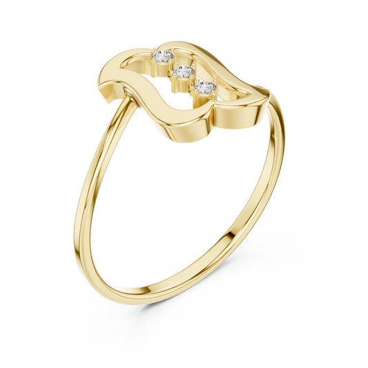Round Trio of Brilliant Moissanite Diamond Minimalist Ring - View 2