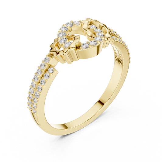 Round Cut Lab Diamond Interlinked Halo Statement Ring Pave Band - View 2