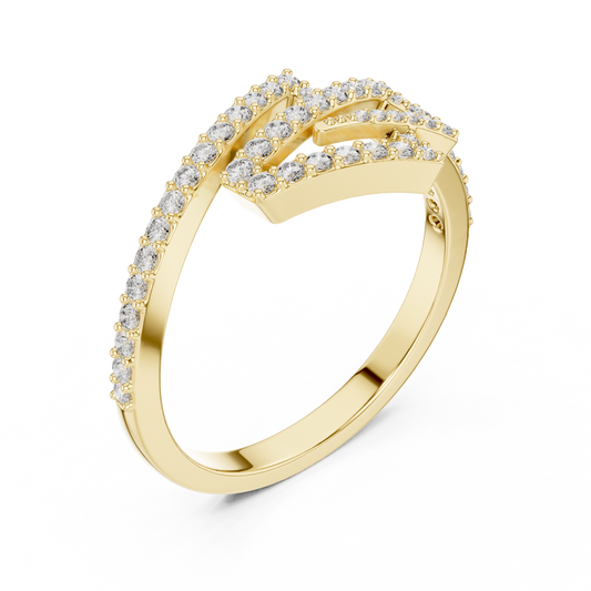 Round Moissanite Diamond Geometric Open Wrap Pave Engagement Ring - View 2