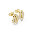 Luxurious Pavé Leaf Round Moissanite Diamond Stud Earrings with Sculpted Brilliance - View 2