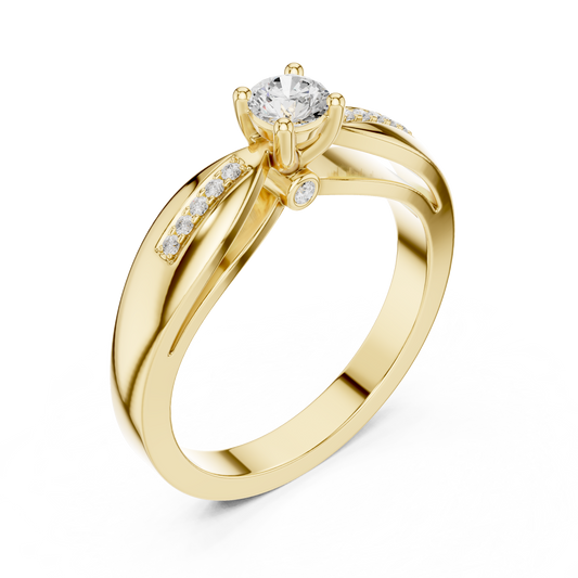 Round Cut Moissanite Split Shank With Pave Accents Solitaire Ring - View 2