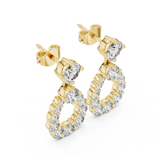 Open Teardrop Round Brilliant Cut Moissanite Diamond Drop Earrings Pear Shaped Halo - View 2