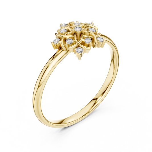 Round Moissanite Diamond Floral Cluster Promise Ring - View 2