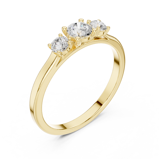 Three Round Moissanite Diamond Minimalist Band - View 2