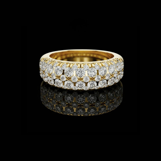 Triple Row Round Cut Lab Diamond Wedding Band Ring