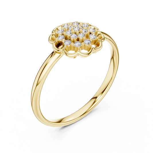 Round Lab Diamond Floral Cluster Engagement Ring - View 2