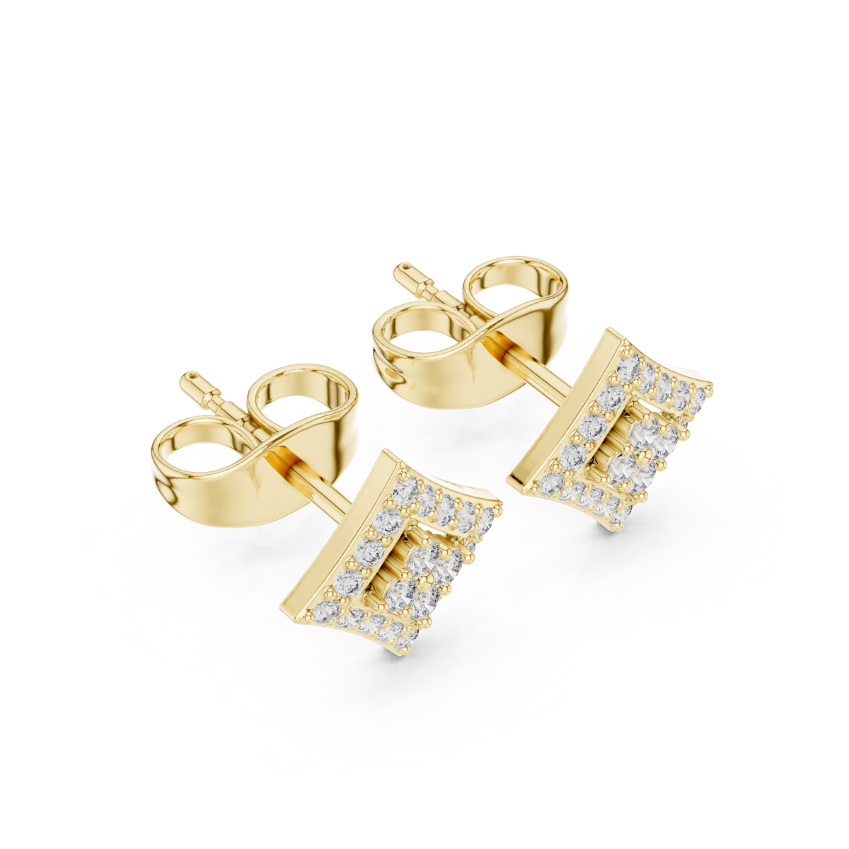 Luxurious Square Round Moissanite Diamond Stud Earrings with Multi Stone Brilliance - View 5