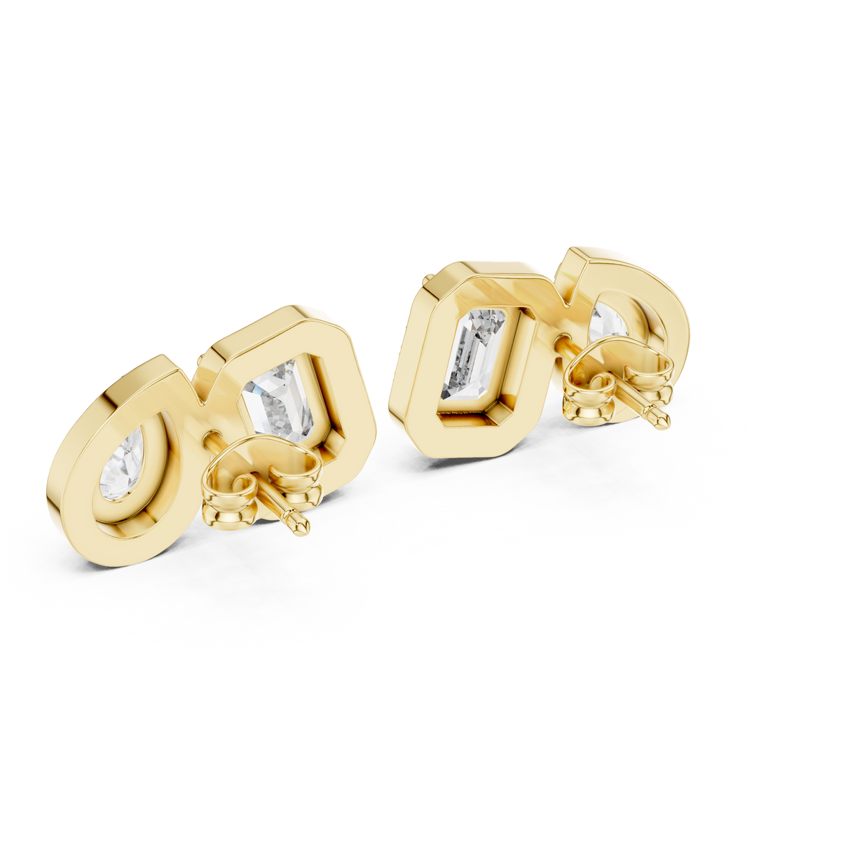 Pear And Emerald Lab Diamond Cluster Earrings Two Stone Halo Studs - View 8