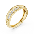 Round Cut Lab Grown Diamond Men's Single Row Channel Accent Gold Ring - View 2