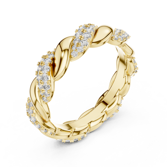 Round Cut Twisted Vine Pave Moissanite Diamond Eternity Band Ring - View 2
