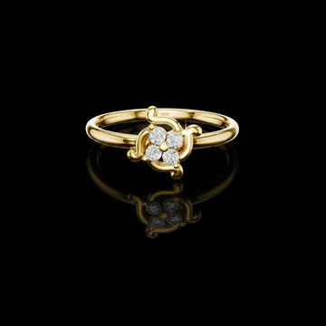 Round Moissanite Diamond Floral Cluster Ring With Slim Band