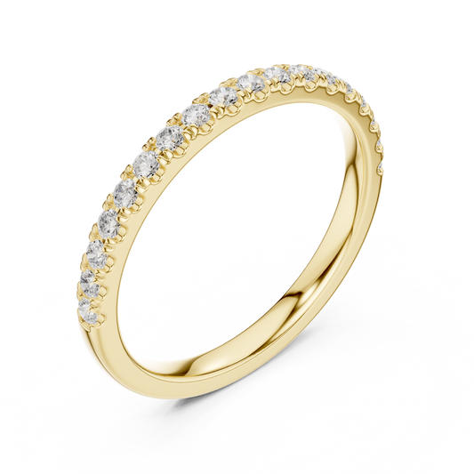 Round Cut Half Eternity Lab Diamond Wedding Band - View 2