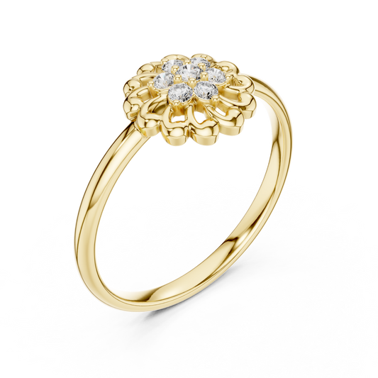 Floral Openwork Round Cut Moissanite Diamond Cluster Anniversary Ring - View 2