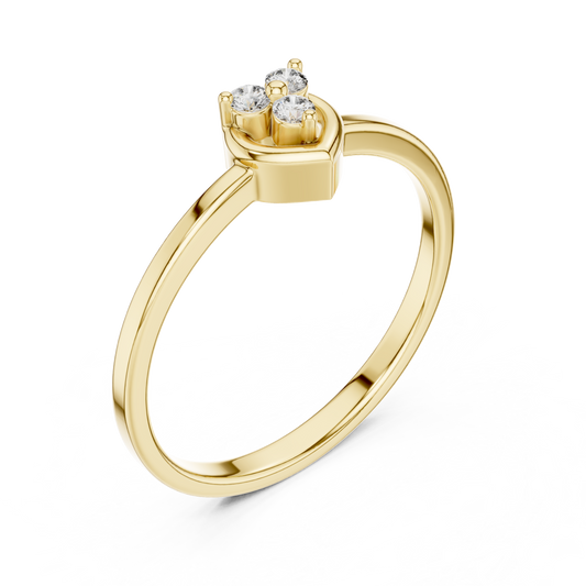 Heart Ring With Triple Round Lab Diamond Accent - View 2