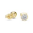 Bezel Set Round Lab Diamond Solitaire Stud Earrings with Minimal Modern Design - View 2