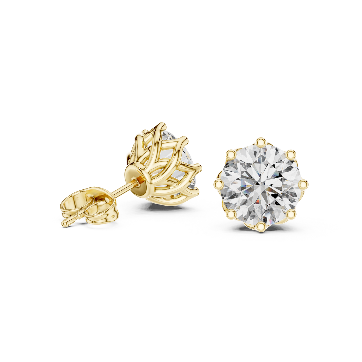 Eternal Spark Classic Solitaire Stud Earrings with Round Moissanite Diamond - View 5