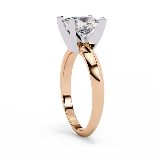 Classic Princess Cut Lab Diamond Engagement Ring With Unique Prong - View 2