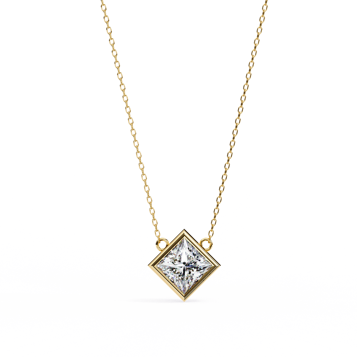 Kite Set Princess Lab Grown Diamond Pendant with Full Bezel Setting - View 2