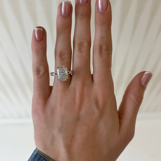 Radiant Cut Moissanite Diamond Cathedral Filigree Engagement Ring - View 2