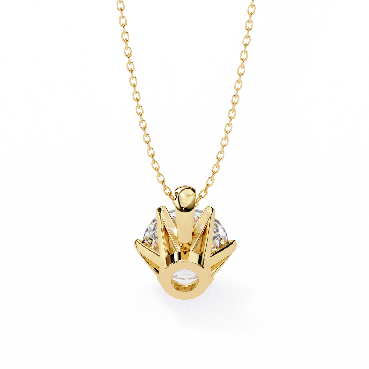 Round Lab Grown Diamond Solitaire Pendant with Six Prong Setting - View 8
