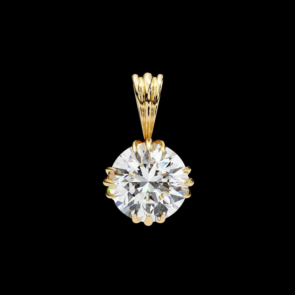 Circular Silhouette Charm Pendant Center Round Moissanite Diamond
