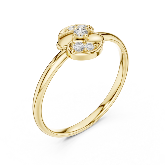 Sculpted Petal Round Cut Lab Diamond Cluster Engagement Ring - View 2