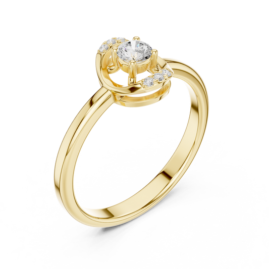 Floating Halo Round Cut Moissanite Diamond Engagement Ring - View 2