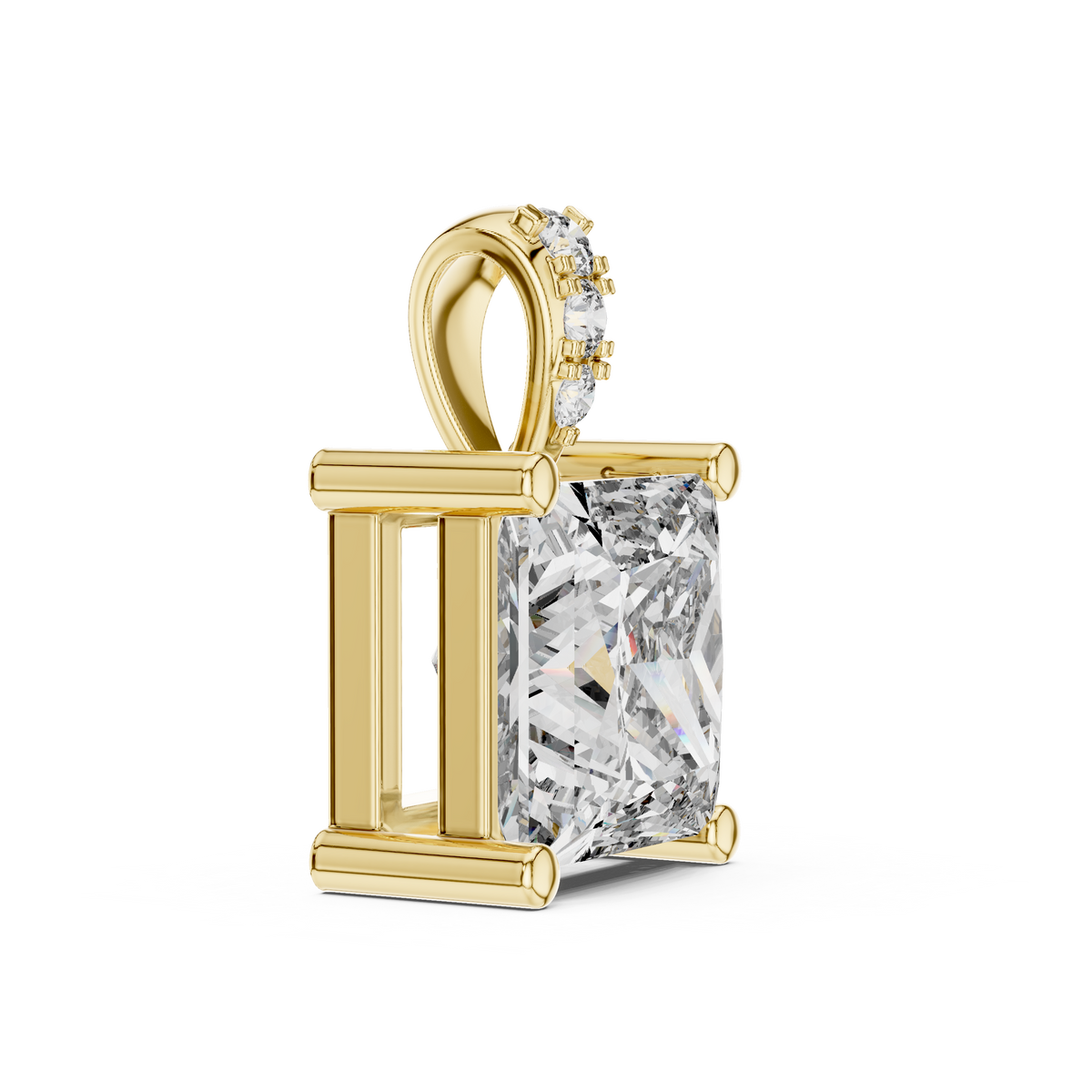 Princess Cut Moissanite Diamond Solitaire Pendant - View 2