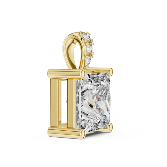 Princess Cut Moissanite Diamond Solitaire Pendant - View 2