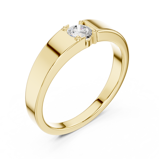Round Cut Moissanite Diamond Men's Modern Flush Set Engagement Ring - View 2