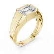 Emerald Cut Moissanite Diamond Men's Heavy Gold Solitaire Statement Ring - View 2