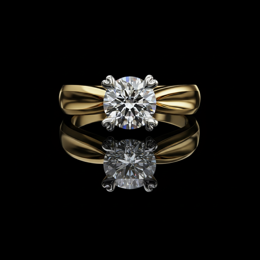 Antique Design Round Cut Lab Diamond Heart Shape Prong Daily Wear Ring