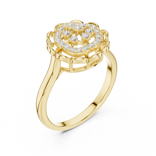 Round Moissanite Diamond Floral Halo Cluster Engagement Ring - View 2