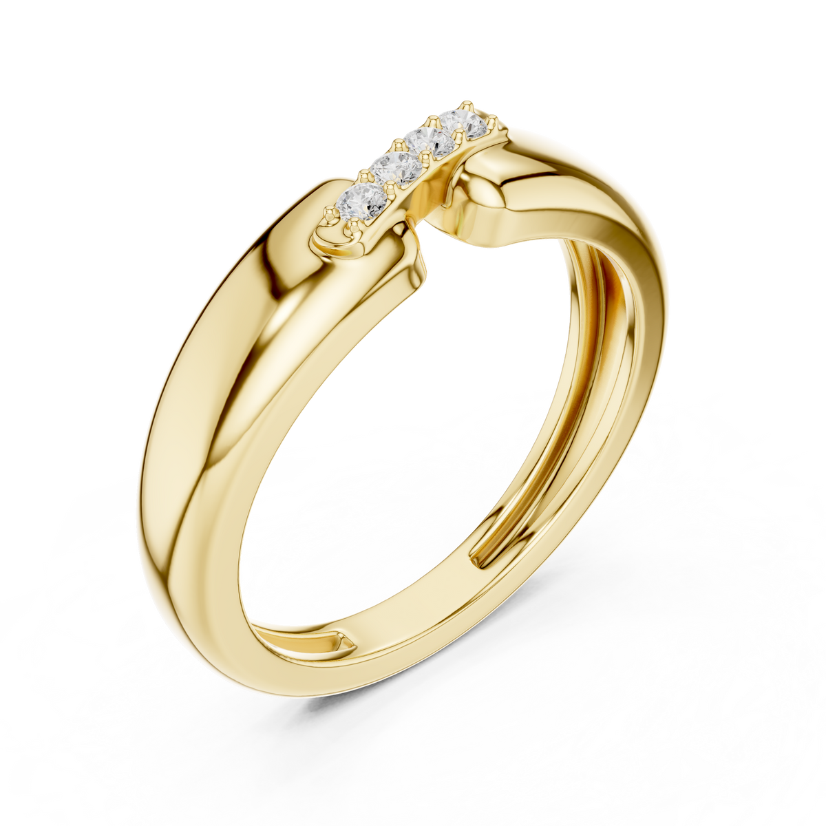 Round Cut Moissanite Diamond Men's Modern Split Shank Gold Band - View 2