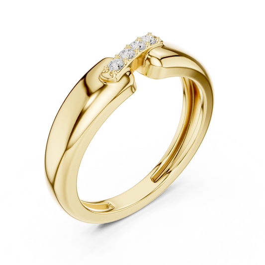 Round Cut Moissanite Diamond Men's Modern Split Shank Gold Band - View 2
