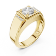 Round Cut Moissanite Diamond Men's Side Channel Accent Gold Band - View 2