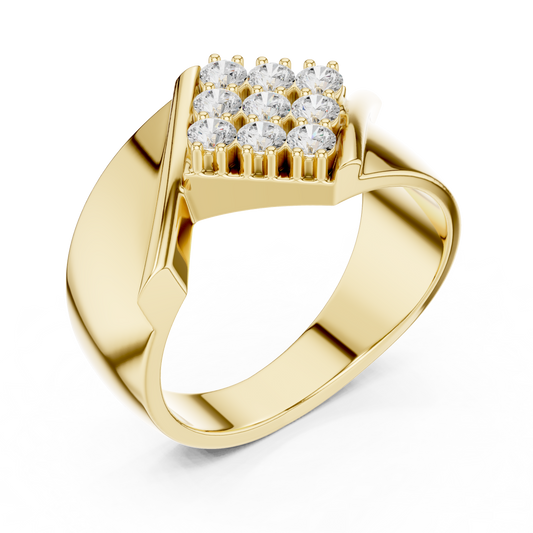 Round Cut Moissanite Diamond Men's Unique Square Top Ring - View 2