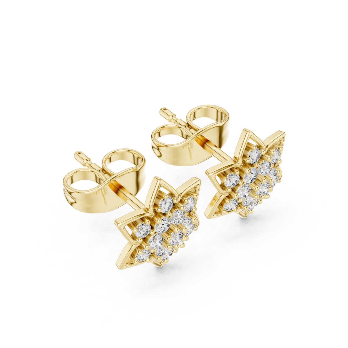 Star Shaped Cluster Stud Earrings with Round Moissanite Diamonds - View 2