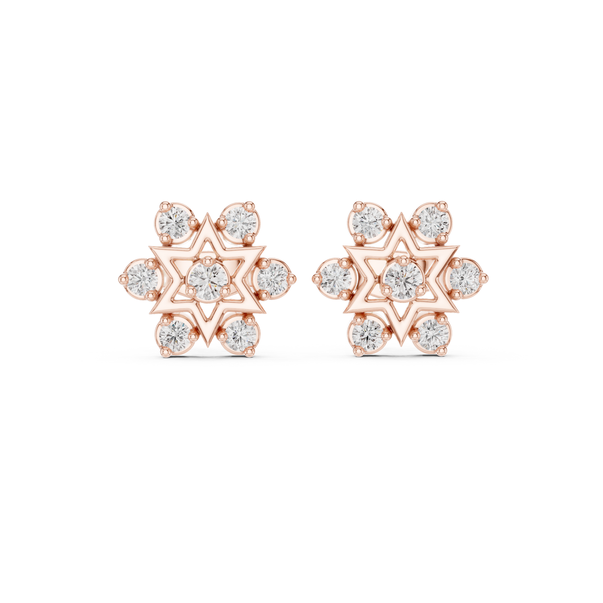 Cluster Round Moissanite Diamond Star Motif Studs Earring - View 2