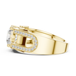 Round Cut Lab Grown Diamond Men's Large Solitaire Gold Signet Ring - View 8