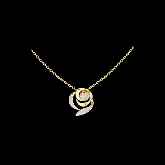 Abstract Swirl Petal Layering Pendant with Round Moissanite Diamond
