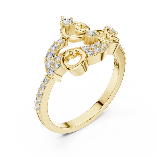 Swirl Pave Round Lab Diamond Statement Anniversary Ring - View 2