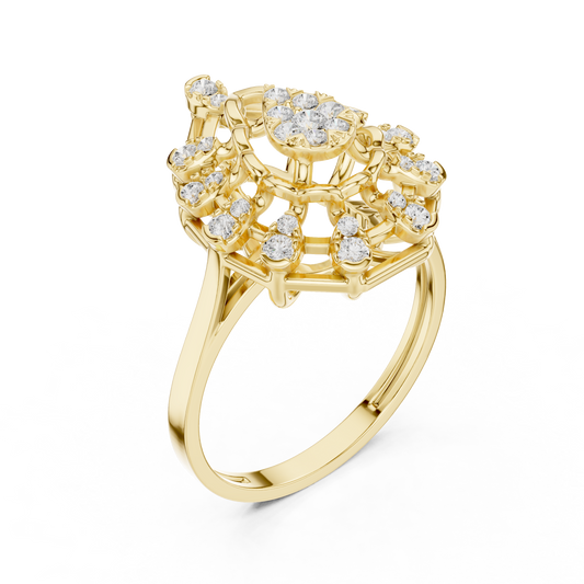 Teardrop Royale Shaped Round Cut Moissanite Diamond Ring with Halo Design - View 2