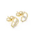 Modern Teardrop Round Lab Diamond Stud Earrings with Brilliant Cut Accents - View 2