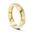 Round Cut Moissanite Diamond Men's 3 Stone Off Center Accent Band - View 5