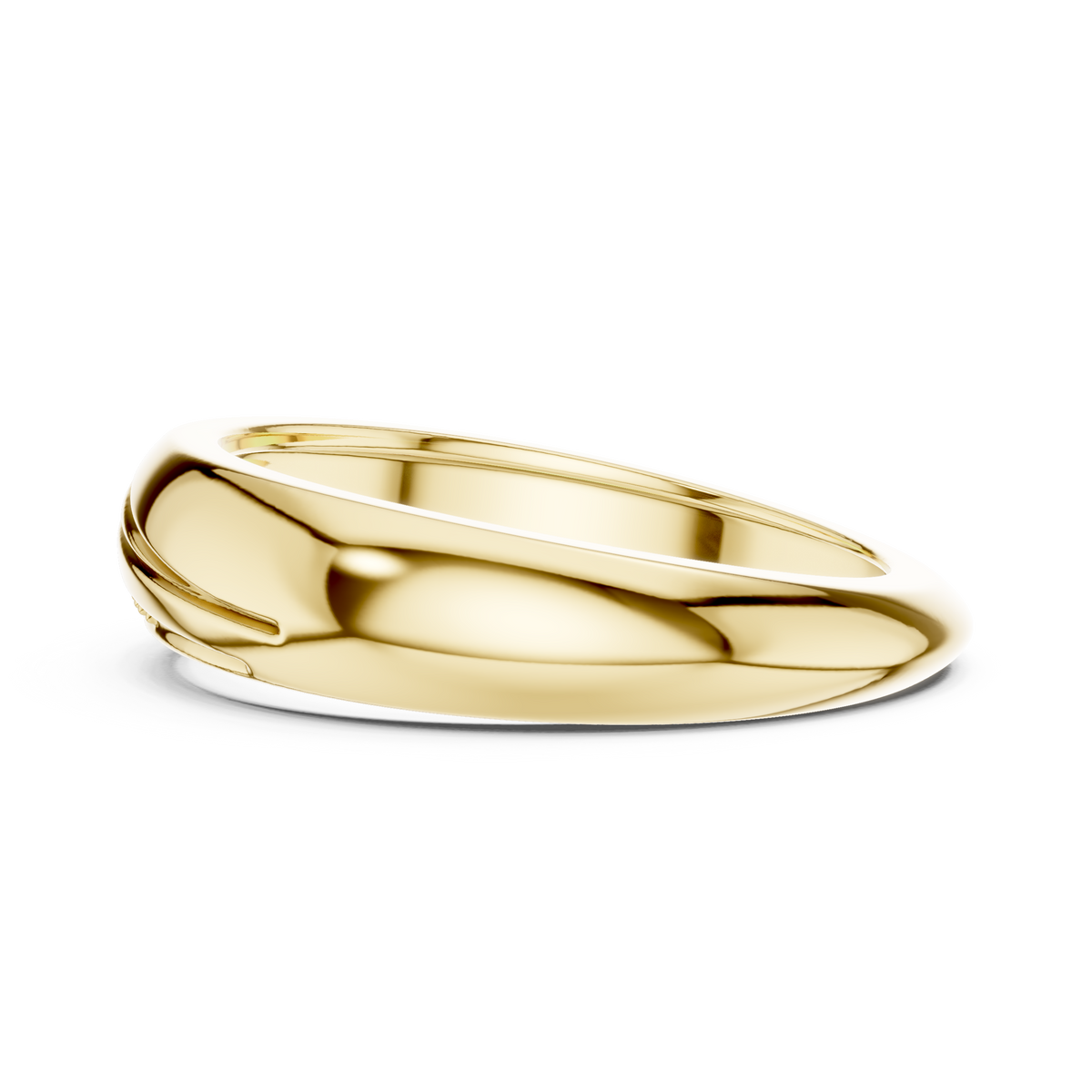 Round Cut Moissanite Diamond Men's Single Row Channel Accent Gold Ring - View 8